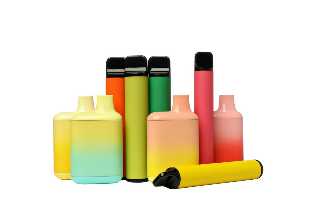 A collection of colorful vape pens in various shapes and sizes.