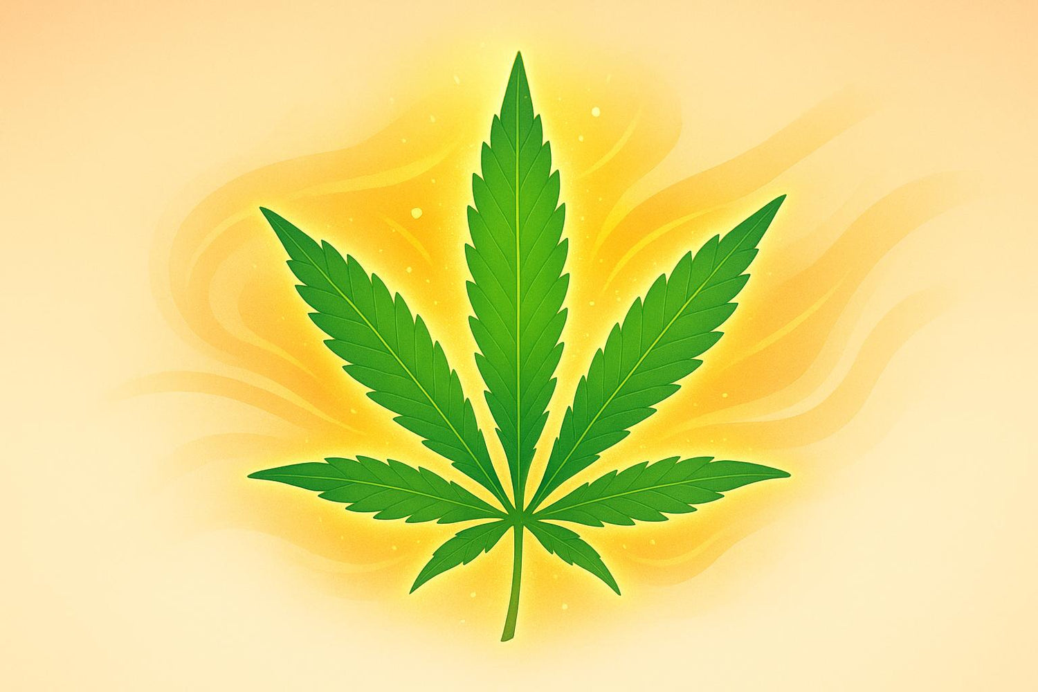 Illustration of a cannabis leaf with a yellow background