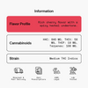 Flavor profile: Rich cherry flavor with a spicy herbal undertone. Cannabinoids: HHC 840 MG, THCV 50 MG, THCP 10 MG, Terpenes 100 MG. Strain: Medium THC Indica.