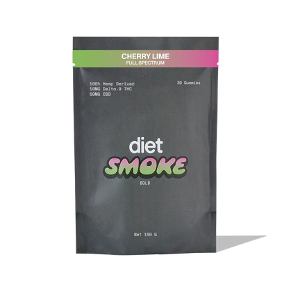 Cherry Lime Gummies package showing 100mg Delta-9 THC and 50mg CBD