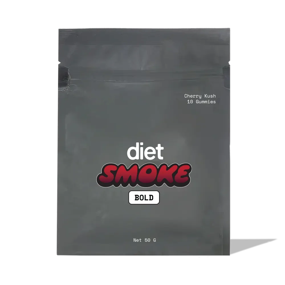 Cherry Kush Gummies packaging with 'diet SMOKE' branding