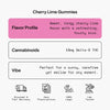 Cherry Lime Gummies with flavor profile, cannabinoids, and vibe information