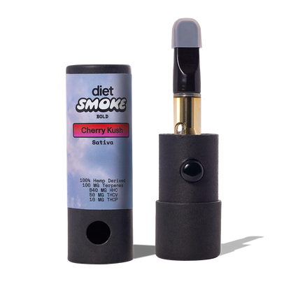 Cherry Kush Cart with 1G hemp-derived distillate, 100mg terpenes, and THC details