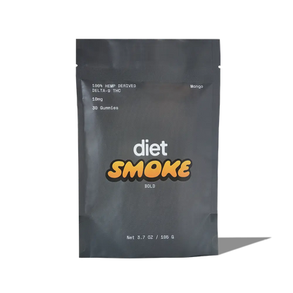Diet Smoke Mango Gummies package with 10mg Delta-9 THC, 30 gummies