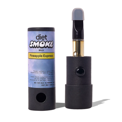 Pineapple Express vape cart with packaging, featuring a black design and gold accents.