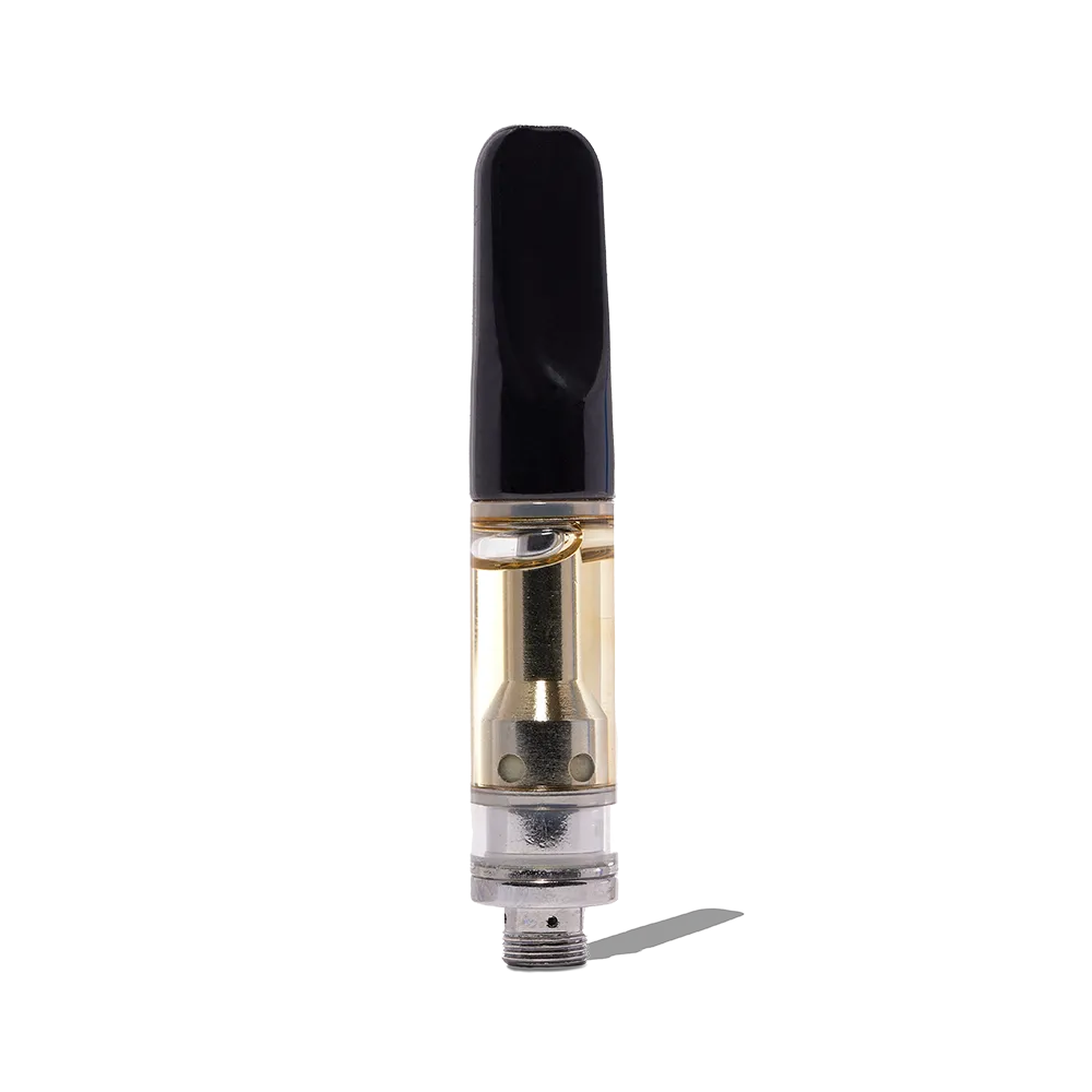 Cherry Kush 1G Cart with clear oil and black mouthpiece