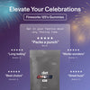 Fireworks 125's Gummies packaging with customer reviews: 'Packs a punch', 'Long lasting', 'Works wonders', 'Best choice', 'Great buzz'.