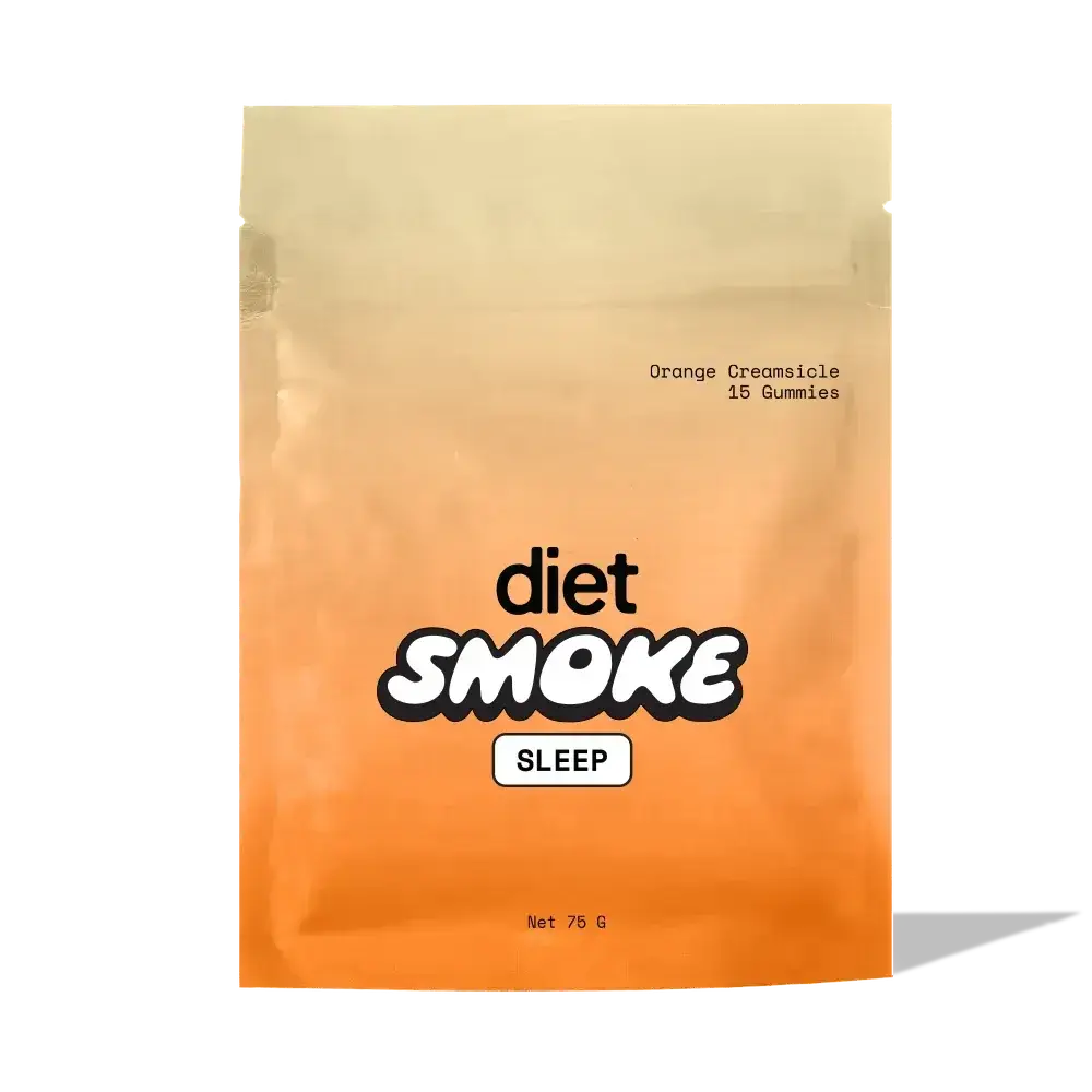 Orange Creamsicle Gummies packaging featuring 'diet SMOKE' and 'SLEEP' labels